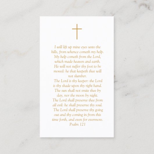 愛情のある記憶の中でモノグラム葬儀祈りの言葉カード 名刺 (裏面)