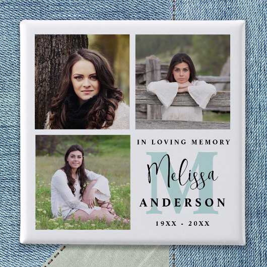 愛情のある記憶の中で葬儀モノグラム写真 缶バッジ