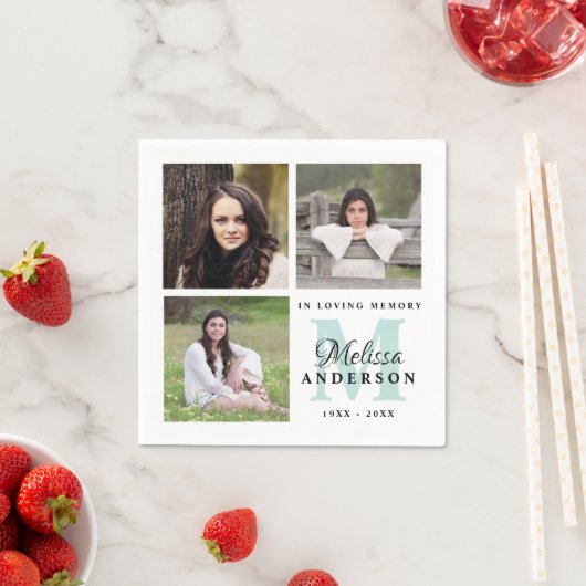 愛情のある記憶の中の葬儀モノグラムの写真ユニーク写真 スタンダードカクテルナプキン (インサイチュ)