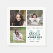 愛情のある記憶の中の葬儀モノグラムの写真ユニーク写真 スタンダードカクテルナプキン (正面)