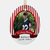 愛情のある記憶オーナメントの赤く白いストライプの セラミックオーナメント (右)