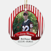 愛情のある記憶オーナメントの赤く白いストライプの セラミックオーナメント (左)