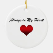 愛情のある記憶オーナメントの赤く白いストライプの セラミックオーナメント (裏面)