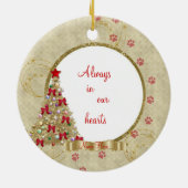 愛情のある記憶クリスマスのPawprintの写真のオーナメント セラミックオーナメント (裏面)