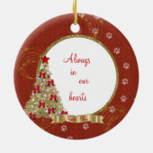 愛情のある記憶クリスマスのPawprintの写真のオーナメント セラミックオーナメント (裏面)