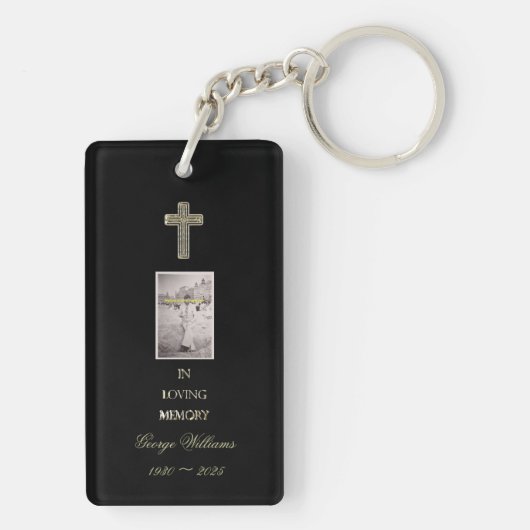 愛情のある記憶タイポグラフィの金十字の写真 キーホルダー (裏面)