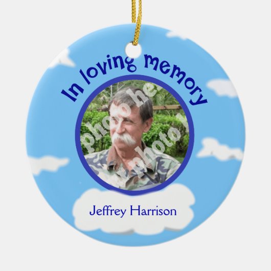 愛情のある記憶パーソナライズな写真の空の記念物 セラミックオーナメント (正面)