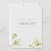 愛情のある記憶ヴィンテージユリの悔やみや弔慰カード 招待状 (裏面)