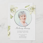 愛情のある記憶ヴィンテージユリの悔やみや弔慰カード 招待状 (正面/裏面)