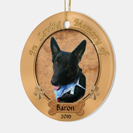 愛情のある記憶犬のオーナメントで発注されるカスタム セラミックオーナメント (左)