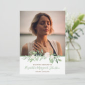 愛情のある記憶葬式のエレガントなアイボリーの花柄 サンキューカード (スタンド正面)