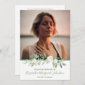 愛情のある記憶葬式のエレガントなアイボリーの花柄 サンキューカード (正面/裏面)