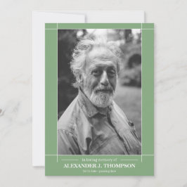 愛情のある記憶葬式のモダンで真新しい緑及び白 サンキューカード