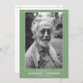 愛情のある記憶葬式のモダンで真新しい緑及び白 サンキューカード (正面/裏面)