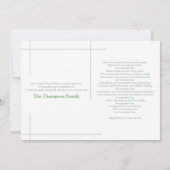 愛情のある記憶葬式のモダンで真新しい緑及び白 サンキューカード (裏面)