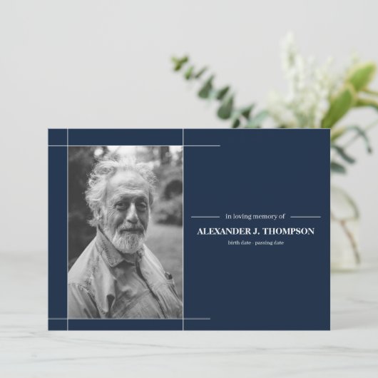 愛情のある記憶葬式のモダンな海軍及び白 サンキューカード (スタンド正面)