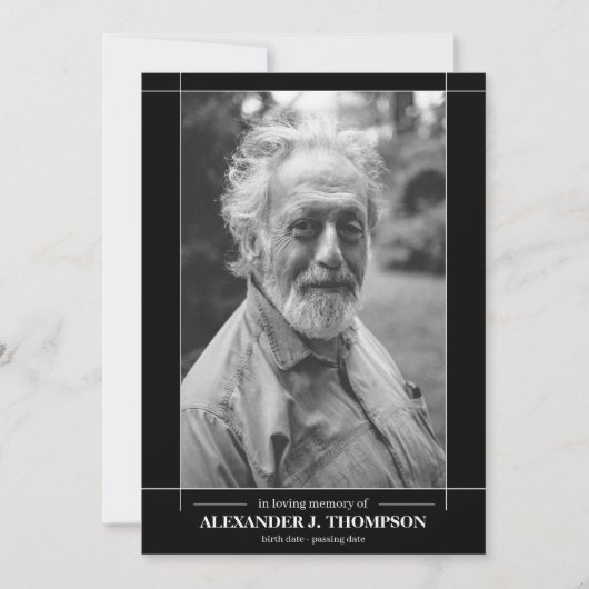 愛情のある記憶葬式のモダンな黒い及び白 サンキューカード (正面)