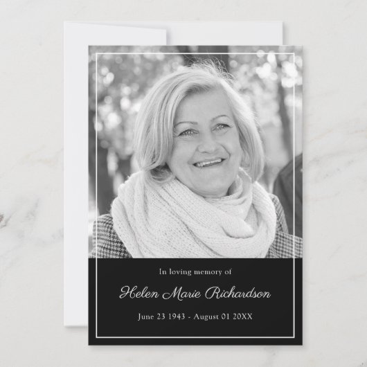 愛情のある記憶葬式の不朽の写真の悔やみや弔慰 サンキューカード (正面)