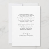 愛情のある記憶葬式の不朽の写真の悔やみや弔慰 サンキューカード (裏面)