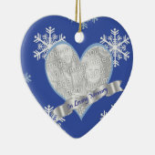 愛情のある記憶雪片の写真のハートのオーナメント セラミックオーナメント (右)