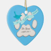 愛情のある記憶青いオーナメントのペットは写真を加えます セラミックオーナメント (右)