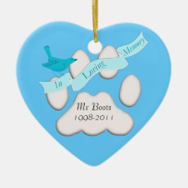 愛情のある記憶青いオーナメントのペットは写真を加えます セラミックオーナメント