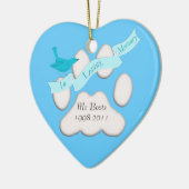 愛情のある記憶青いオーナメントのペットは写真を加えます セラミックオーナメント (左)