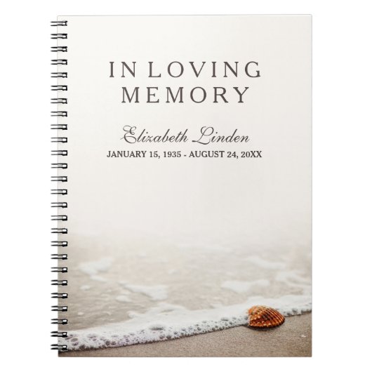 愛情のある記憶|葬儀のゲストブック|のビーチ ノートブック (正面)