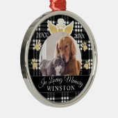 愛情のある記憶|黒い格子縞ペット記念物の写真 メタルオーナメント (右)