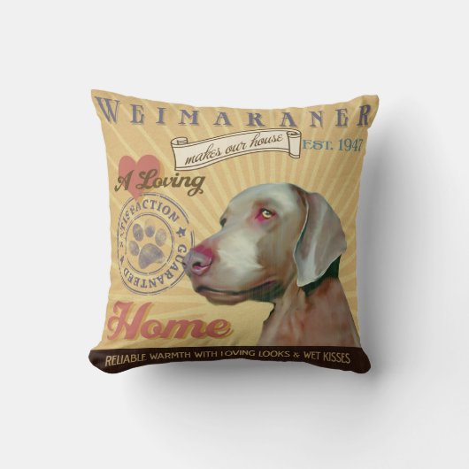 愛情のあるWeimaranerは私達の家の家を作ります クッション (正面)