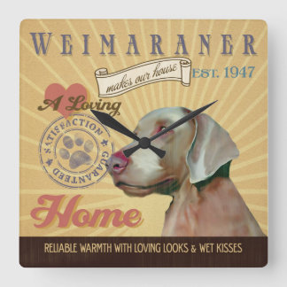 愛情のあるWeimaranerは私達の家の家を作ります スクエア壁時計