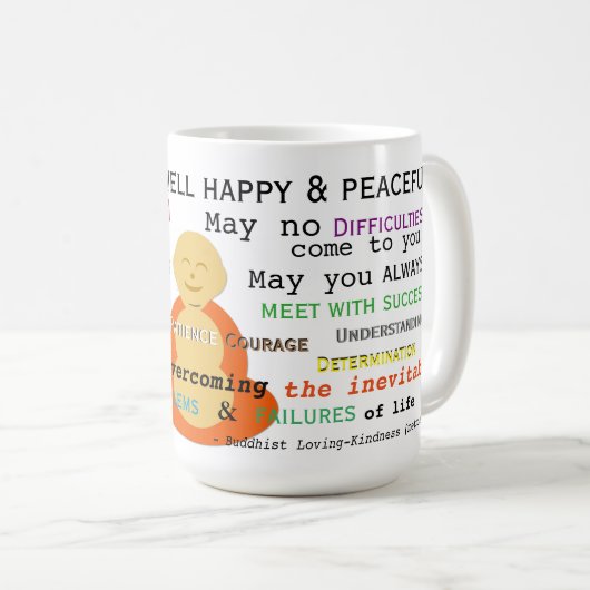 愛情のあ親切さ-仏教のMetta及び微笑の仏 コーヒーマグカップ (正面右)