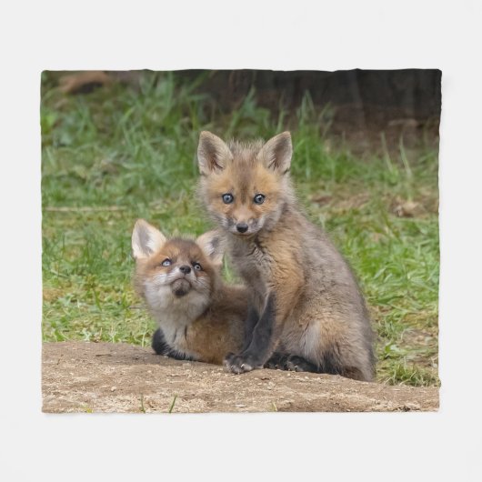 愛情のこもった目 フリースブランケット (正面(横))