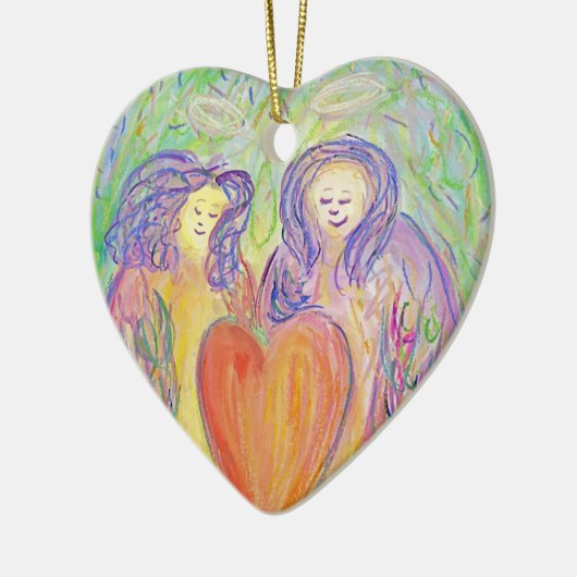 愛情の親切なガーディアンエンジェルズホリデーギフトオーナメント セラミックオーナメント (左)