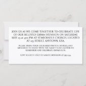 愛情を込めた手作り葬儀招待状 (裏面)