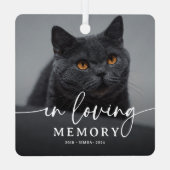 愛情を込めてペットを偲ぶ写真入り 猫のメモリアル メタルオーナメント (裏面)
