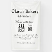 愛情を込めて作られたお菓子材料のQRコード付き 横断幕 (縦)