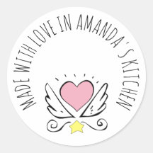 愛情を込めて作られた食品ラベルステッカー ピンクハート