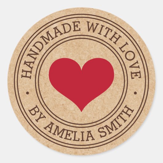 愛情を込めて手作りしました。クラフト紙のような見た目です。 ラウンドシール (正面)