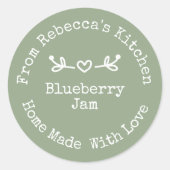 愛情を込めて手作り サージュグリーン | ジャム缶詰ラベル ラウンドシール (正面)