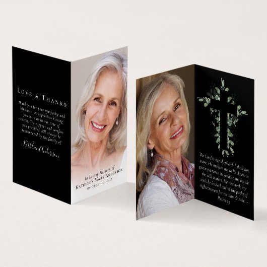 愛情を込めて折り畳まれたメモリアル祈りの言葉カード 名刺 (内部&外部)