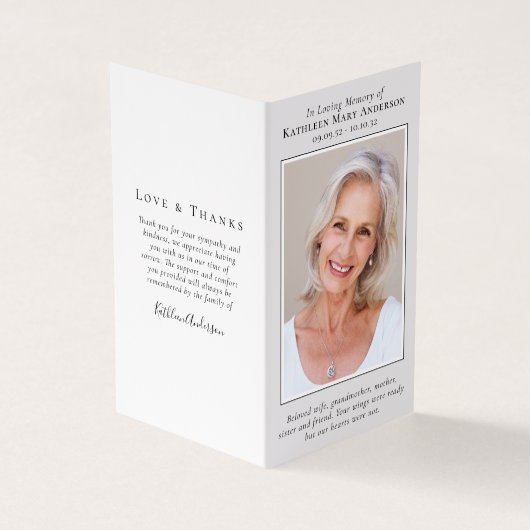 愛情を込めて折り畳まれたメモリアル祈りの言葉カード 名刺 (外部)