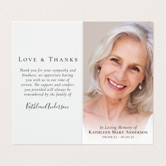 愛情を込めて折り畳まれたメモリアル祈りの言葉カード 名刺 (外部フラット)