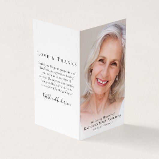 愛情を込めて折り畳まれたメモリアル祈りの言葉カード 名刺 (外部)