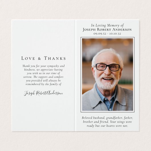 愛情を込めて折り畳まれたメモリアル祈りの言葉カード 名刺 (外部フラット)