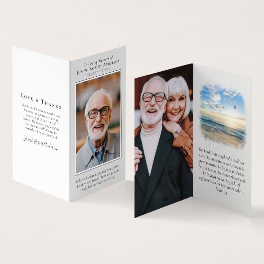 愛情を込めて折り畳まれたメモリアル祈りの言葉カード 名刺 (内部&外部)