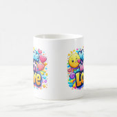 愛情を込めて – ミニマリストハートのタイポグラフィ コーヒーマグカップ (中央)