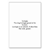 愛情を込めて、副詞、犬をテーマ読にしたフラッシュカード テーブルナンバー (裏面)