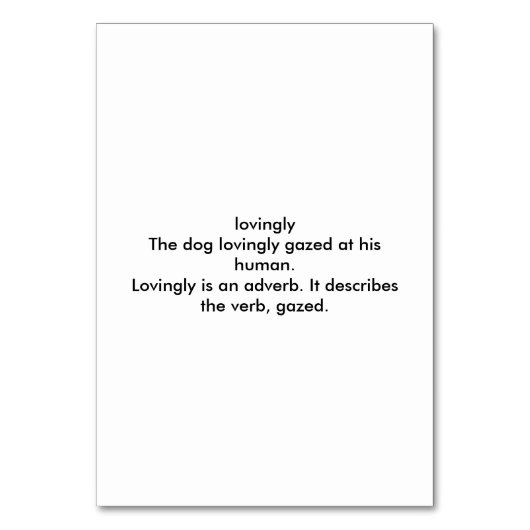 愛情を込めて、副詞、犬をテーマ読にしたフラッシュカード テーブルナンバー (裏面)