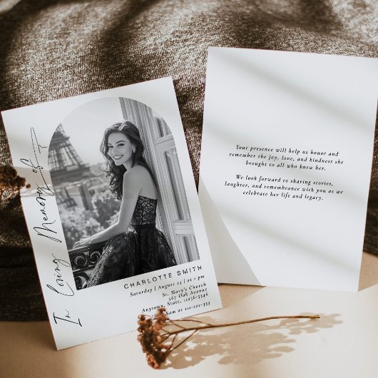 愛情エレガントある思い出の葬儀のシンプル写真 招待状